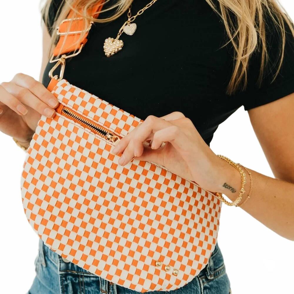 NEW PRETTY SIMPLE westlyn woven bum bag in checkered orange